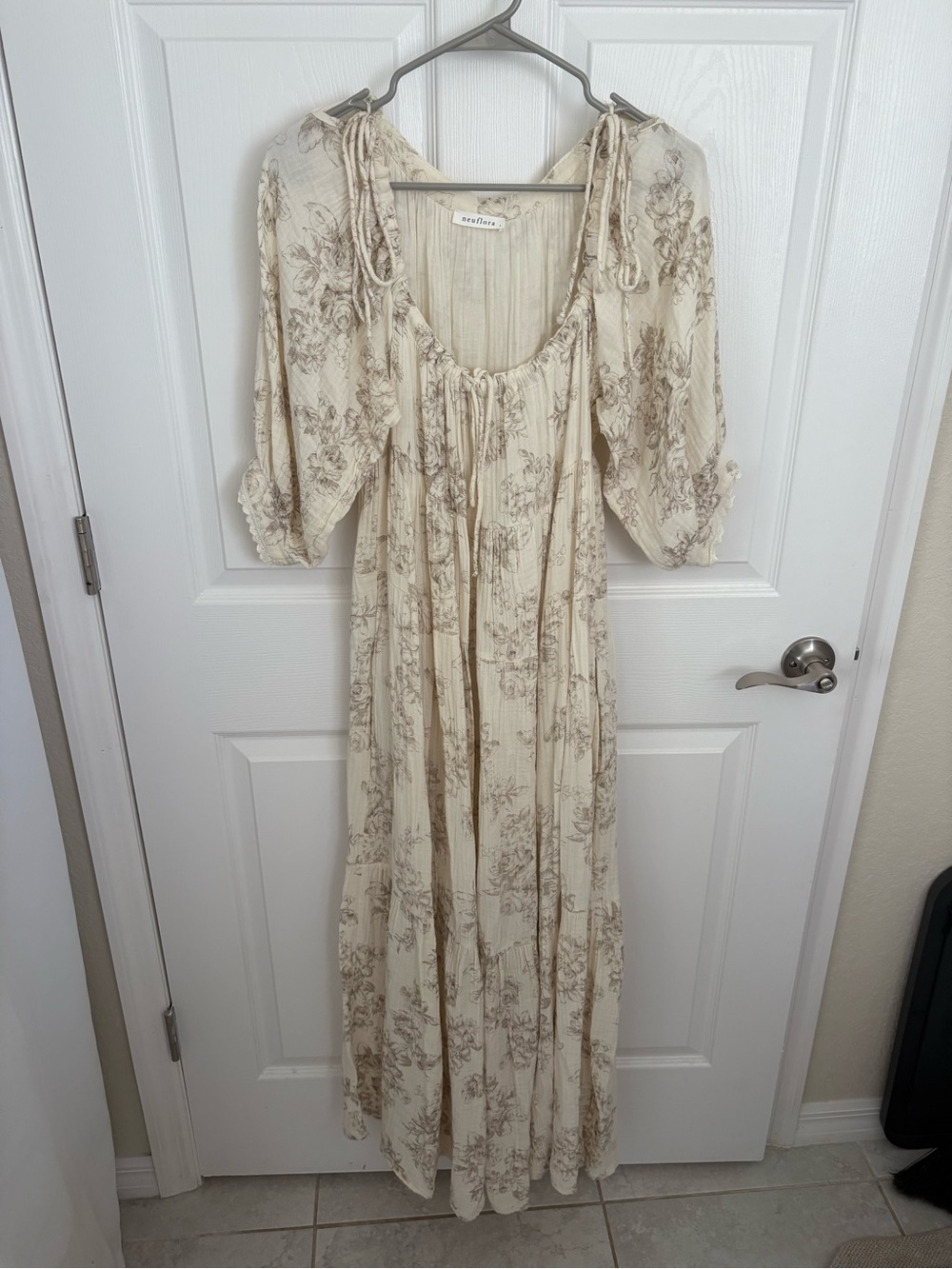 Neuflora Cream Floral Boho Maxi Dress